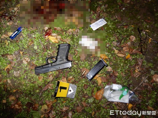 ▲▼男子疑因欠債壓力過大在公園舉槍自盡。（圖／記者陳豐德翻攝）