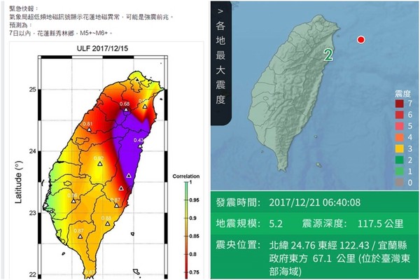 地磁紫異常 預言7天內花蓮規模5強震 氣象局打臉超無言 Ettoday生活新聞 Ettoday新聞雲