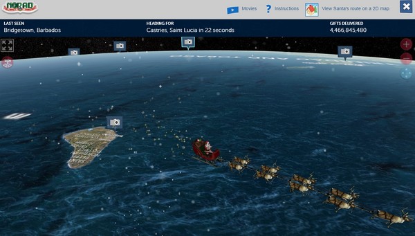 ▲▼北美防空司令部（North American Aerospace Defense Command ，NORAD）網站可以追蹤聖誕老人位置。（圖／翻攝自noradsanta網站）