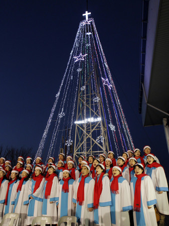 ▲南韓聖誕樹塔。（圖／達志影像／美聯社）