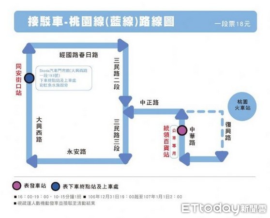 ▲桃園市跨年晚會規劃付費接駁專車，籲民眾多搭乘。（圖／交通警察大隊提供）