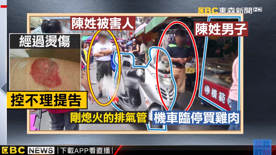 ▲機車騎士逆向違停，排氣管燙傷路人，判拘役20天，易科罰金2萬元。（圖／東森新聞）