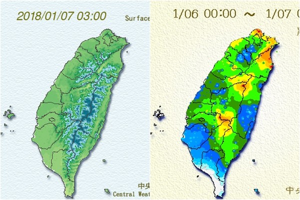 ▲▼大雨濕全台→寒流接棒「直線降探7度」轉乾冷4天！體感僅3度。（圖／中央氣象局）
