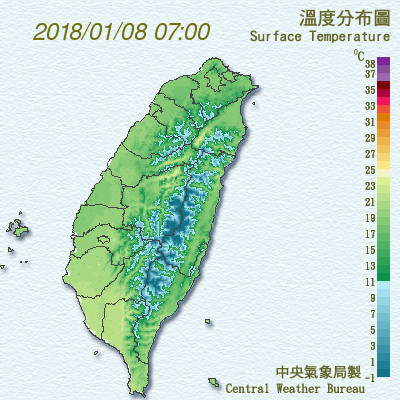 17縣市低溫特報！北台灣濕冷，明低溫下探7度。（圖／中央氣象局）