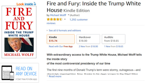 ▲▼沃爾夫(Michael Wolff)在新書《FIRE & FURY》中聲稱美國總統川普心智有問題。（圖／翻拍自amazon官網）