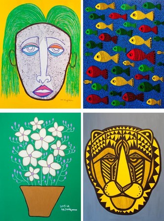 河正宇在2015年洛杉磯舉辦的個人畫展，曾展出他這四幅作品。（翻攝自DAUM網路）