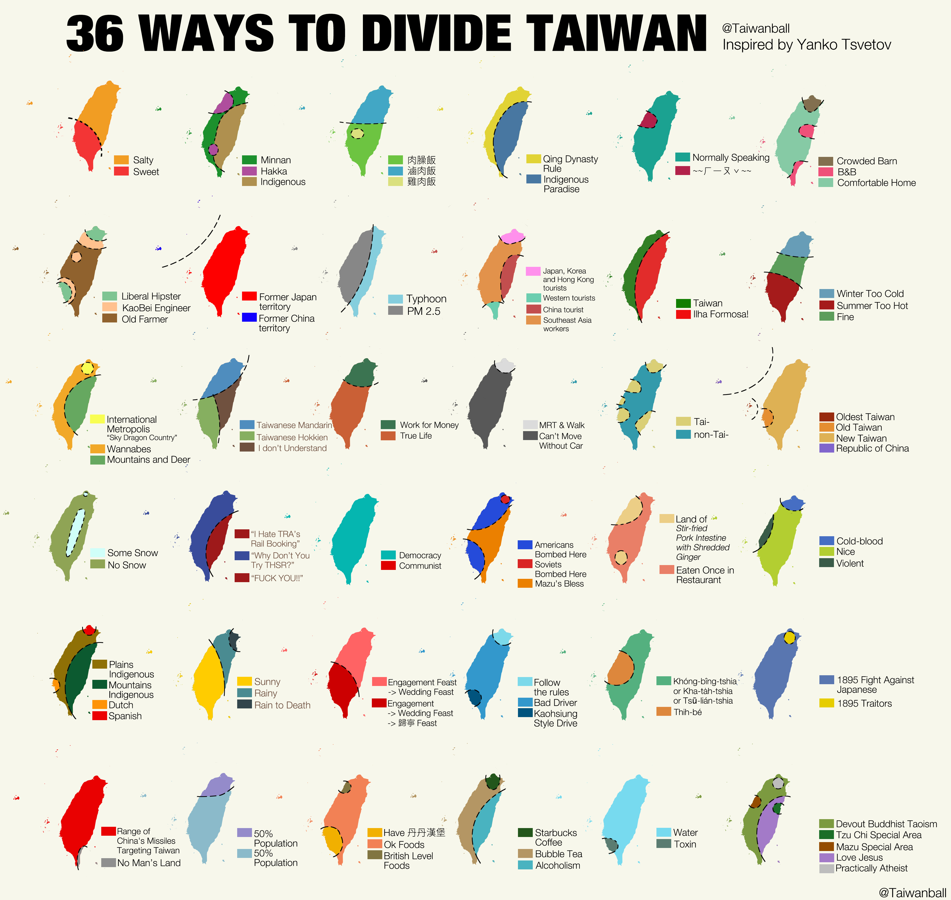 ▲終極區分台灣的36種方法。（圖／翻攝自臉書Taiwanball）