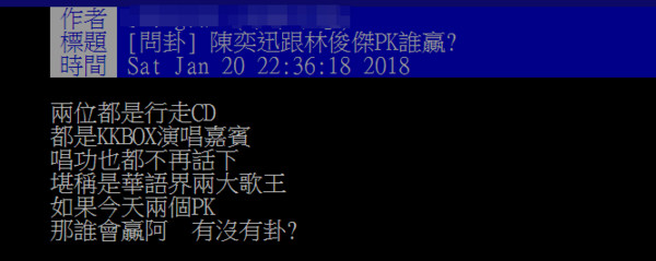 林俊傑、陳奕迅PK誰贏？（圖／翻攝自PTT）