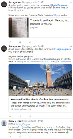 ▲▼日籍學生到威尼斯觀光，4人用餐卻支付台幣4萬。（圖／翻攝自@LuigiBrugnaro ‏twitter）