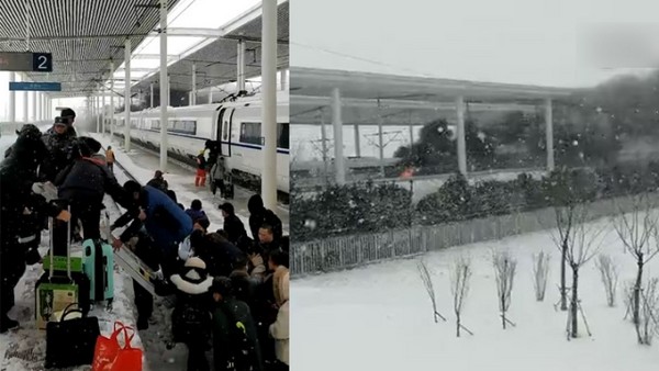 ▲京滬高鐵行進中起火　1400多人暴雪中逃亡！（圖／翻攝微博）
