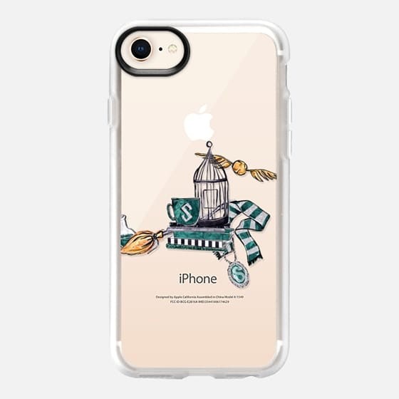 哈利波特手機殼（圖／網路翻拍）https://www.casetify.com/zh_TW/product/harry-potter-slytherin-transparent-pattern-fashion-illustration-african-american-girl-gold-glitter-teal-green/iphone8/snap-case?color=gold#/410600