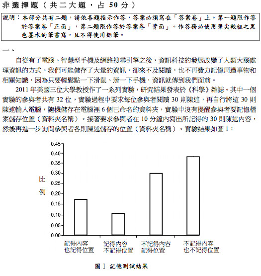 ▲▼學測國寫測驗題目。（圖／大考中心提供）