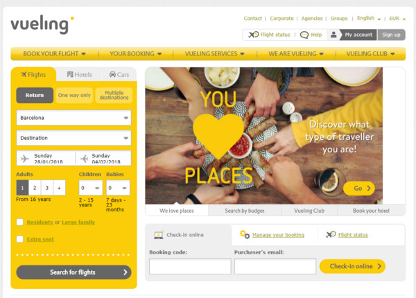 ▲▼英航合作的西班牙廉航伏林航空（Vueling Airlines）。（圖／翻拍自Vueling Airlines官網）