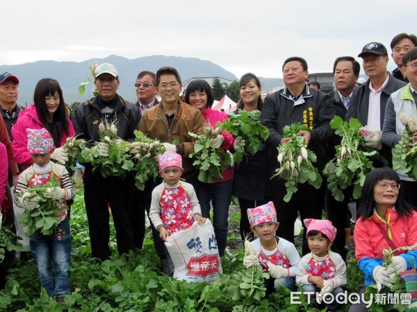 「2016食在好玩關山客味蘿蔔季」，吸引上千位鄉親扶老攜幼前往體驗，縣長黃健庭也參與並下田拔蘿蔔及參觀活動攤位。（圖／台東縣政府提供）