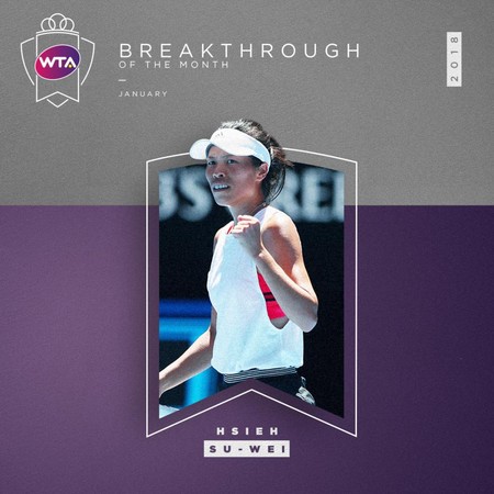 ▲▼ 謝淑薇獲選WTA單月最佳突破球員。（圖／翻攝自WTA官網）