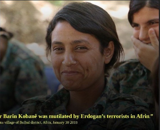 ▲ 敘利亞庫德族女兵柯巴尼（Barin Kobani）(右) 慘遭土耳其支持的反政府軍殺害肢解。（圖／翻攝自Rojava Defense Units | YPG推特）
