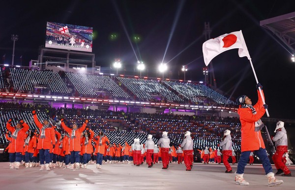 ▲冬奧開幕式日本、美國代表團。（圖／路透社）