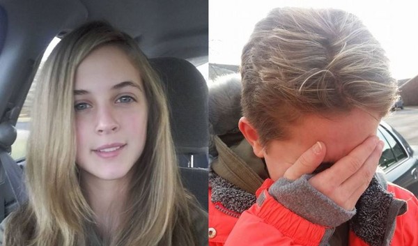 ▲▼美國俄亥俄州（Ohio）13歲少女凱爾西（Kelsey）為了慶生而染髮，她的頭髮之後卻大幅減短，原來是她的爸爸做出懲罰。（圖／翻攝自臉書／Christin Johnson）