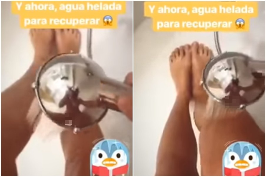 ▲西班牙女體育記者艾琳（Irene Junquera）在Instagram上分享洗澡的畫面，卻意外走光。（圖／翻攝自YouTube）