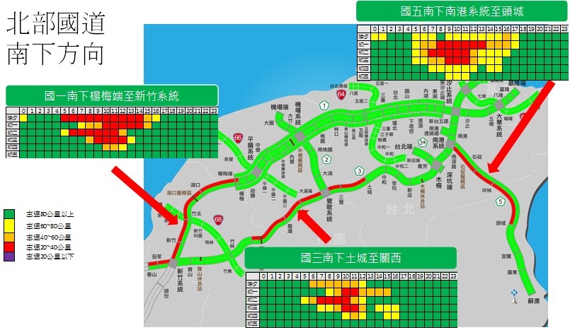 ▲▼春節連假國道路況預測。（圖／高公局提供）