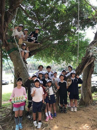 ▲陳冠宇訪問石垣島學校還體驗爬樹。（圖／羅德官方推特）