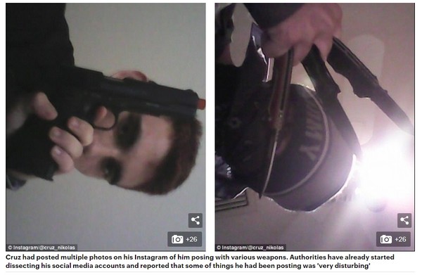 ▲▼佛州帕克蘭校園槍擊兇手，曾在社群媒體上PO出槍枝照片。（圖／翻攝自每日郵報）