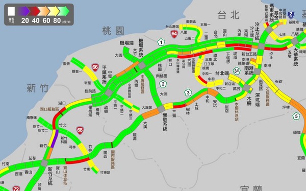 ▲▼初二路況，國道一號南下湖口到竹北大塞車。（圖／翻攝高速公路局網站）