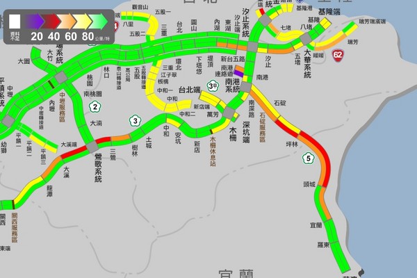 ▲▼初三路況，國5雙向都塞。（圖／高速公路局網站）