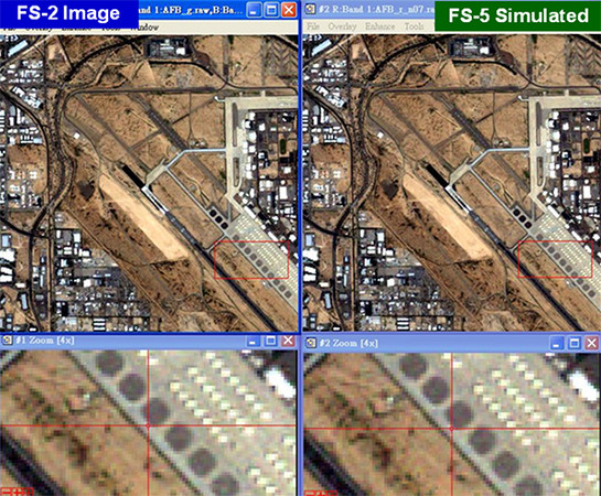 ▲福衛五號衛星模擬升空後對地拍攝影像與福二衛星影像分別依彩色與全色對照比較 。（圖／取自國家太空中心官網）