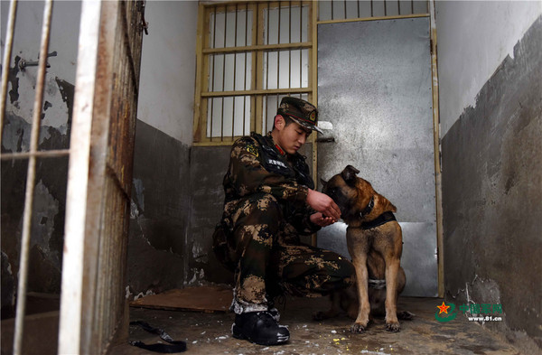 武警王營廣和警犬魯克。（圖／翻攝自中國軍網)