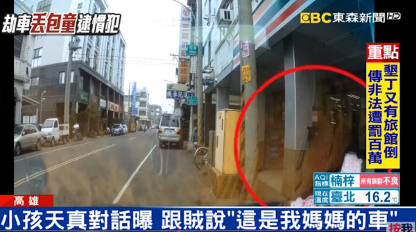李男趁女子進入超商時偷車，連車內女童一起擄走。（圖／東森新聞）