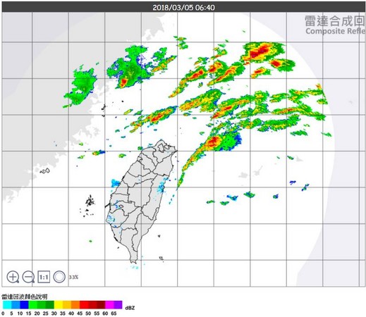 ▲▼ 午後鋒面逐漸近！雷達回波越來越零散　鄭明典： 層狀降雨轉成對流性降雨（圖／翻攝自鄭明典臉書）