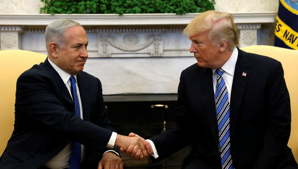 ▲美國總統川普（Donald Trump）與以色列總理納坦尼雅胡（Benjamin Netanyahu）會晤。（圖／路透社）