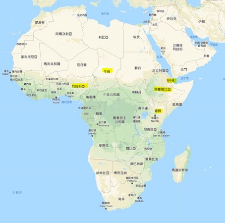 ▲▼提勒森訪問的非洲五國。（圖／翻攝自Goodmap）