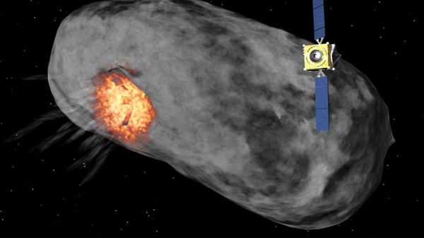 ▲飛行器可能改變小行星軌道。在遇到較小的小行星時，將會對它進行撞擊。遇到較大行星時，則會引爆飛行器上的核裝置。（圖／翻攝自網路）