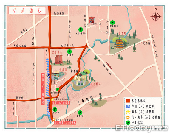 ▲台南市警六分局提供清明假期交通疏導圖。（圖／警方提供）