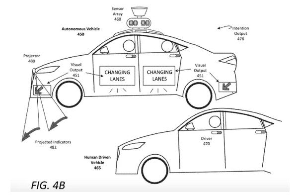 ▲让车辆与行人沟通　Uber新专利后视镜、挡风玻璃下巧思（图／翻摄 US Patent Application）