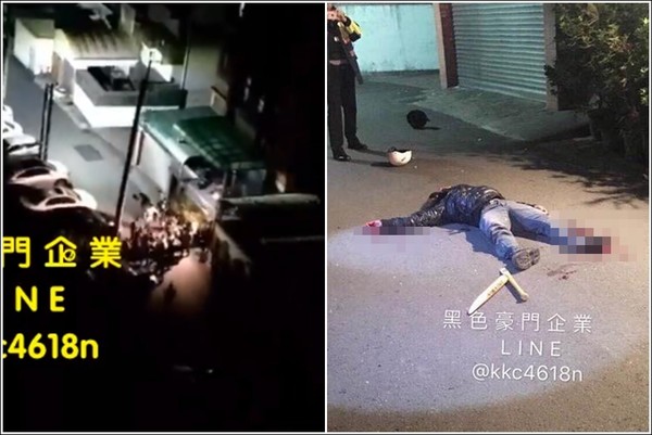 ▲台南集體械鬥，一名男子重傷倒地。（圖／翻攝自黑色豪門企業臉書）