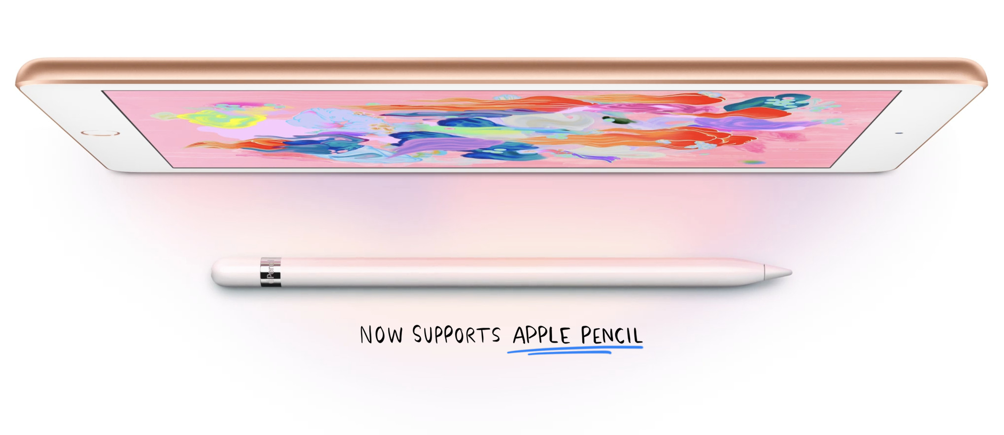 ▲Apple推出首款支援Apple Pencil的9.7吋 iPad僅售台幣萬元。（圖／取自Apple）