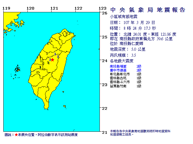 地震。（圖／氣象局）