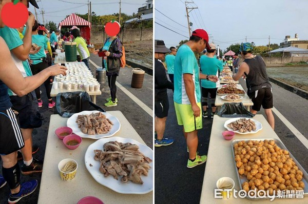 ▲▼桃園新屋馬拉松補給站食物太澎湃。（圖／網友提供，請勿隨意翻拍，以免侵權。）