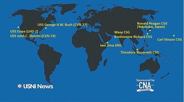 ▲▼ 美國海軍水面艦隊主要艦艇兵力分佈圖。（圖／翻攝自USNI News）