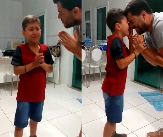 ▲▼巴西9歲聾啞男孩再次聽到聲音，激動地落淚。（圖／翻攝自Juliano Martins臉書）