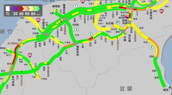 ▲▼6日上午10點09分，國道即時路況。（圖／翻攝高公局即時路況圖）