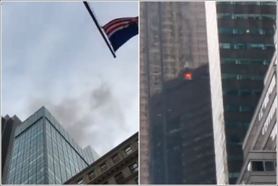 ▲美國紐約「川普大樓」（Trump Tower）發生大火。（圖／翻攝自Twitter）