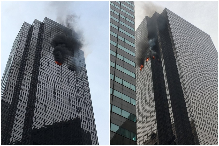 ▲美國紐約「川普大樓」（Trump Tower）發生大火。（圖／翻攝自FDNY Twitter）