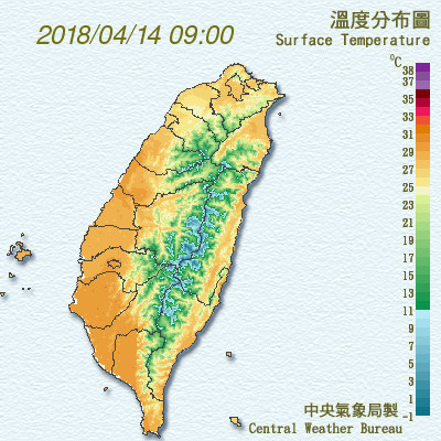 ▲▼ 白天暖熱，今夜轉有雨，明凌晨起氣溫漸降。（圖／中央氣象局）