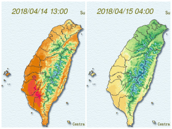 ▲▼大雨灑13縣市！一張圖看「連下3天」半個台灣濕涼16℃　雷雨季開始。（圖／中央氣象局）