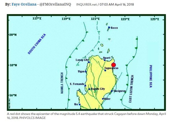 ▲▼菲律賓東北岸地震規模5.4。（圖／翻攝自inquirer,Google map）