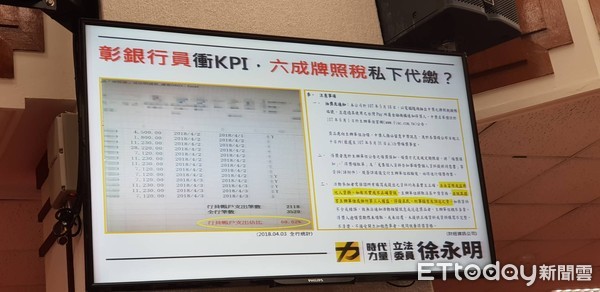 ▲▼徐永明指出，為達到電子支付達成率52%的目標，彰銀竟有6成行員用個人台灣pay帳戶代繳客戶牌照稅。（圖／記者戴瑞瑤攝）